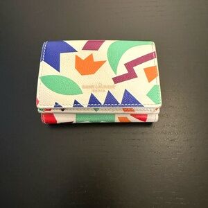 EUC Saint Laurent Colorful Geometric Compact Wallet - White Base